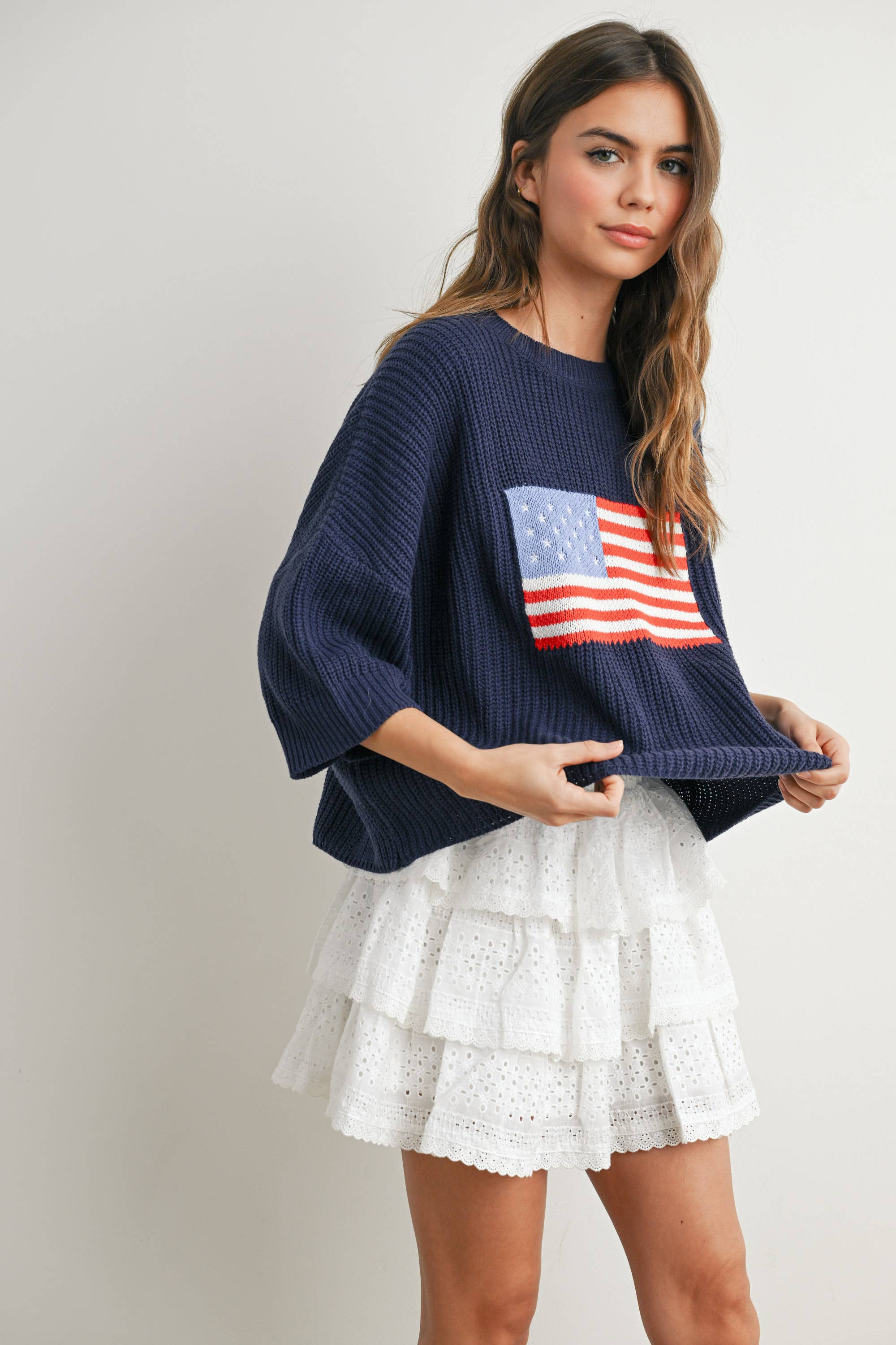 Flag Print Knit Sweater - BMW7691