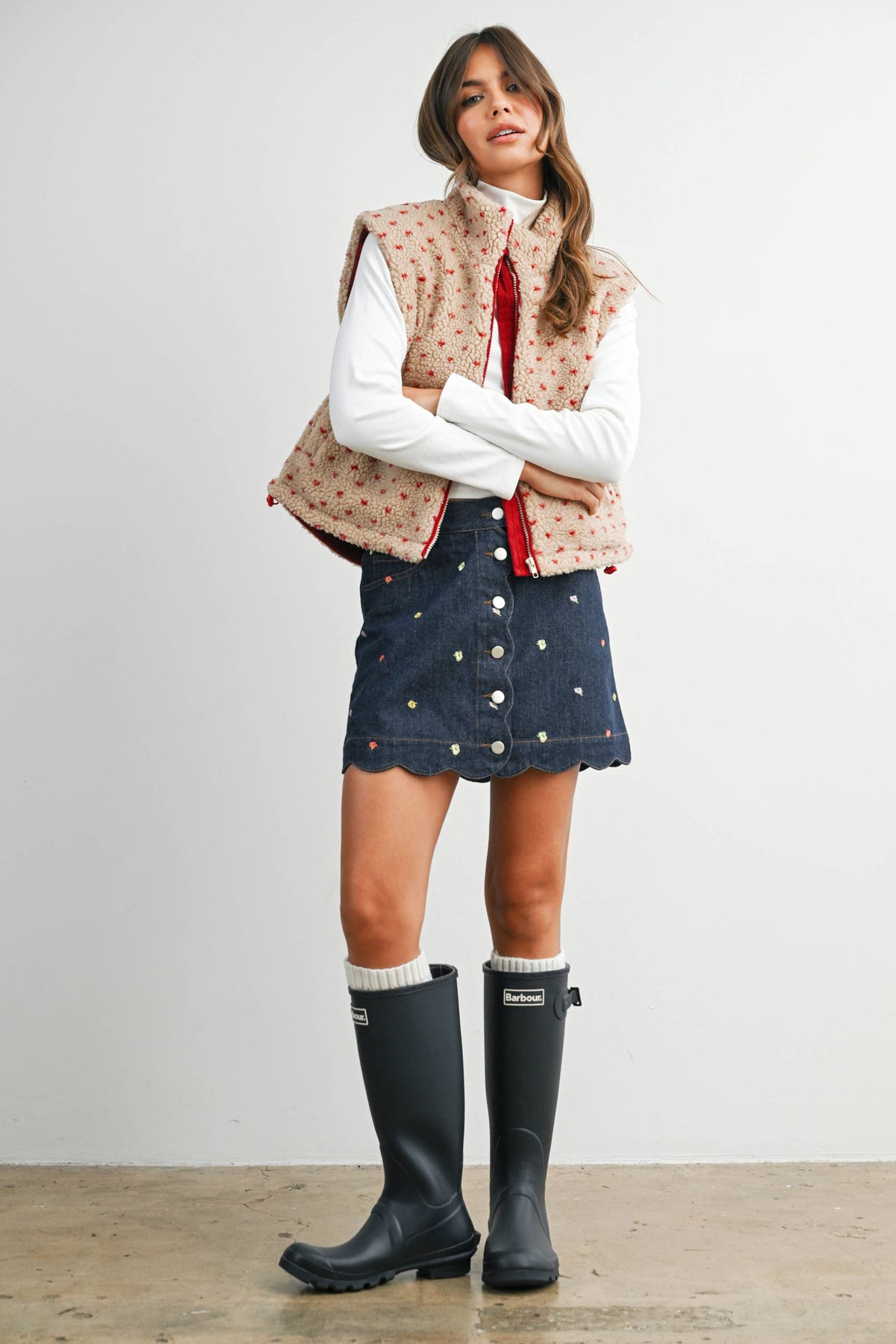 Floral Fleece Sleeveless Vest - BMJ7849