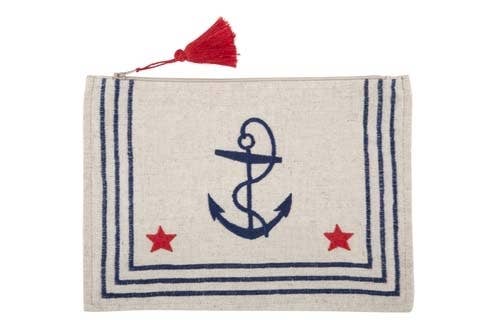 Sailor Shirt Embroidered Pouch - Navy