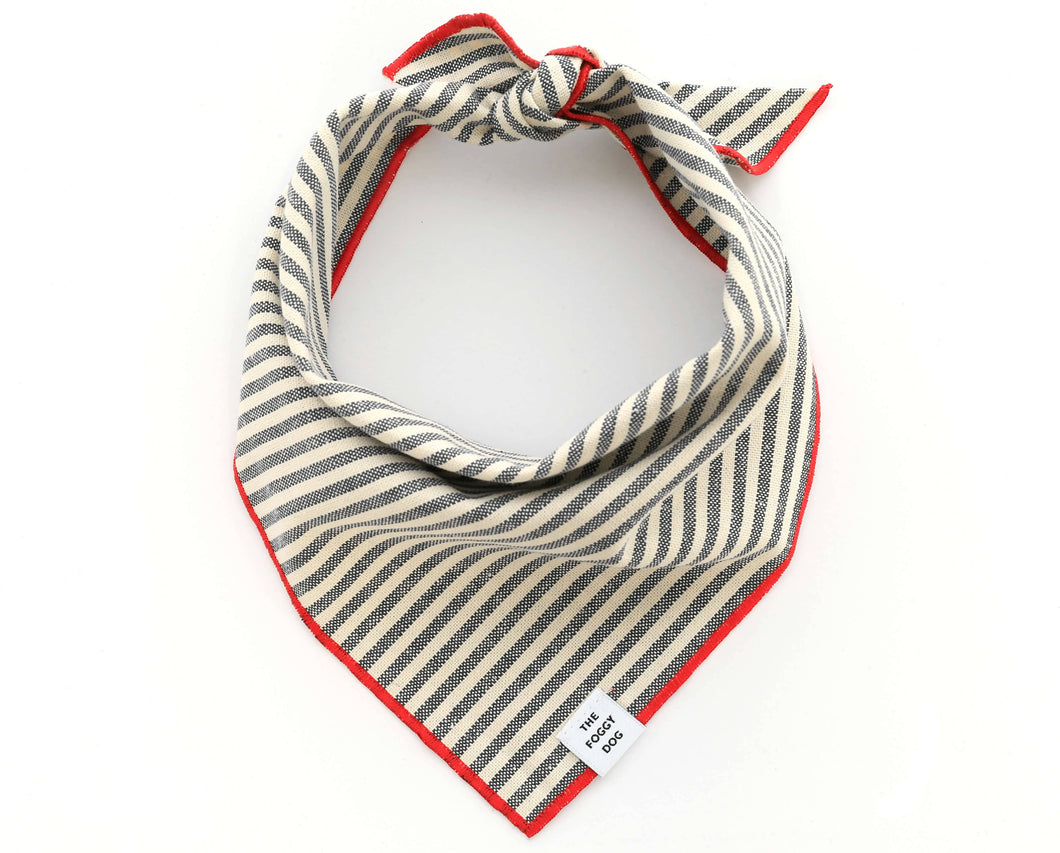 Charcoal Stripe Dog Bandana - S