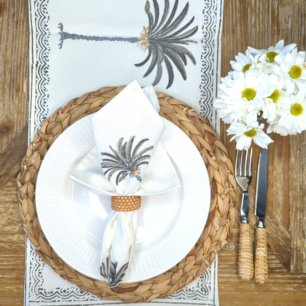 Palm Tree Grey Table Runner