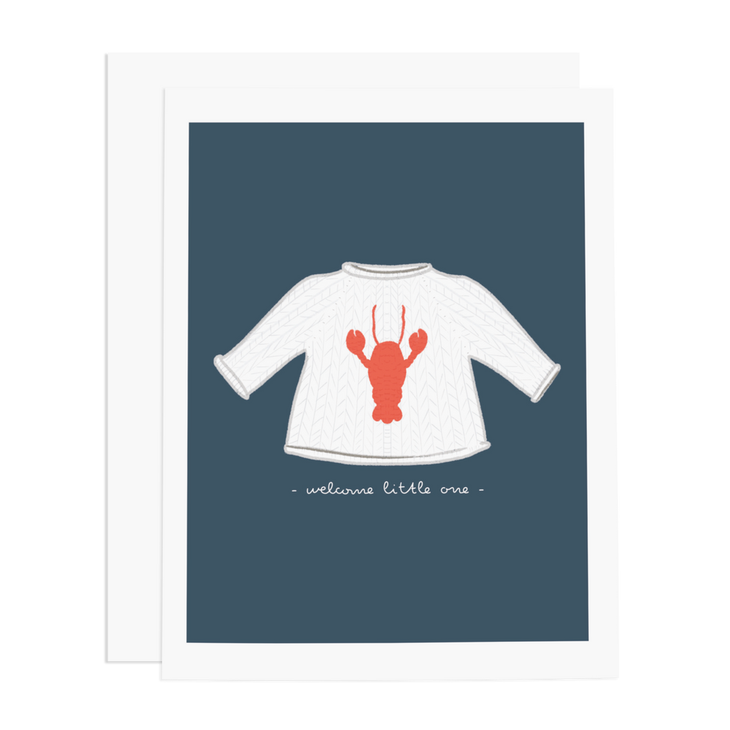 Lobster Sweater Welcome Little One Greeting Card