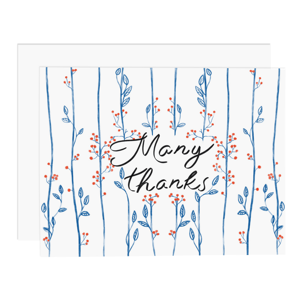 Many Thanks Flower Cascade Greeting Card